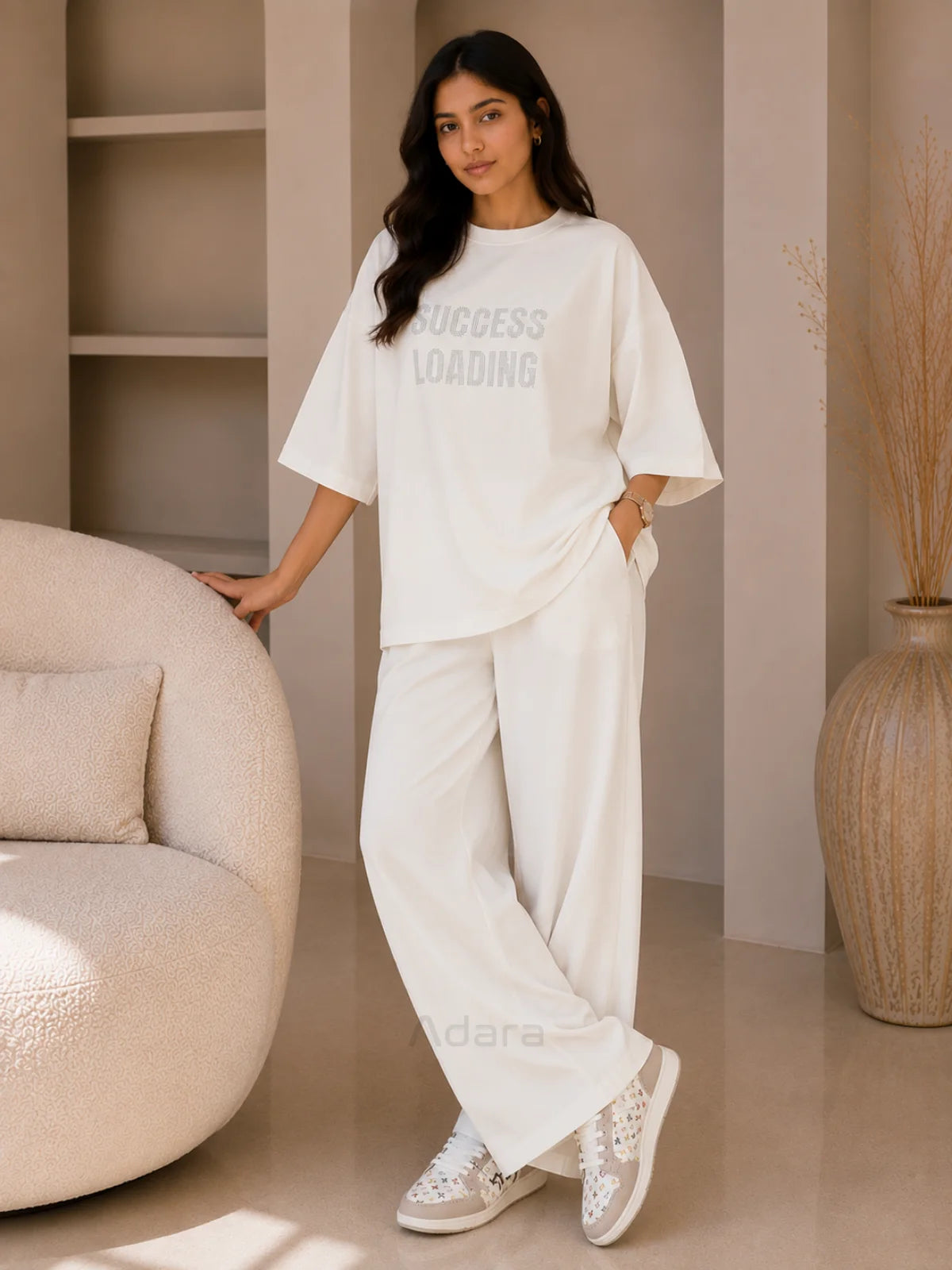 Success Loading White Printed Co-Ord Set for Women