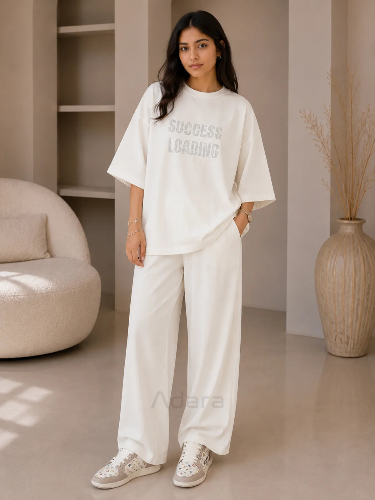 Success Loading White Printed Co-Ord Set for Women