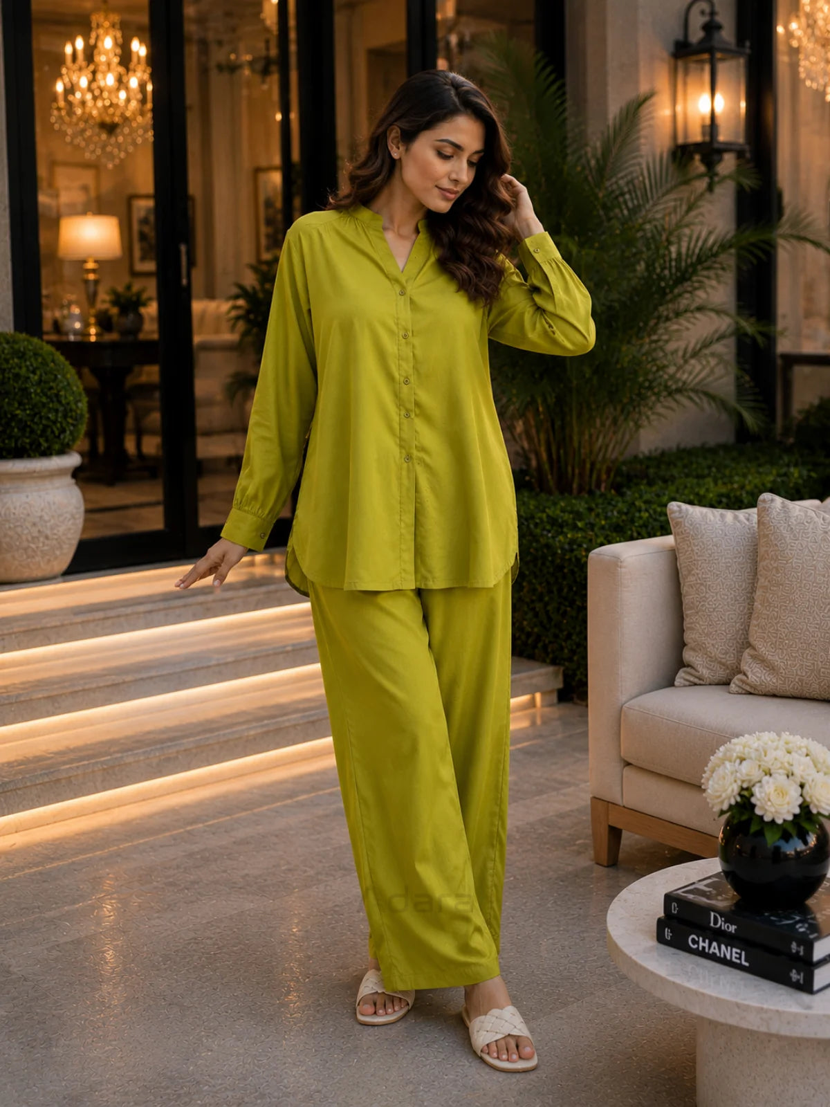 Olive Green Plain Co-Ord Set