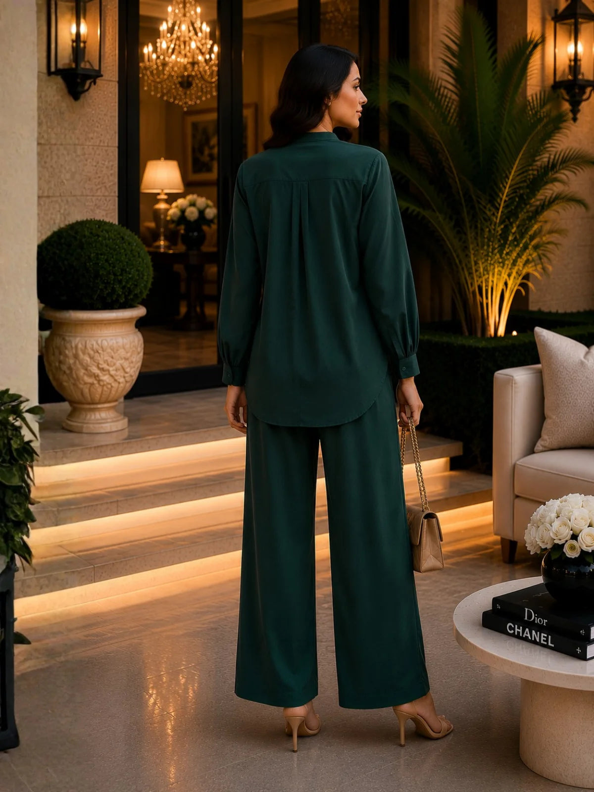 Dark Emerald Green Plain Co-Ord Set