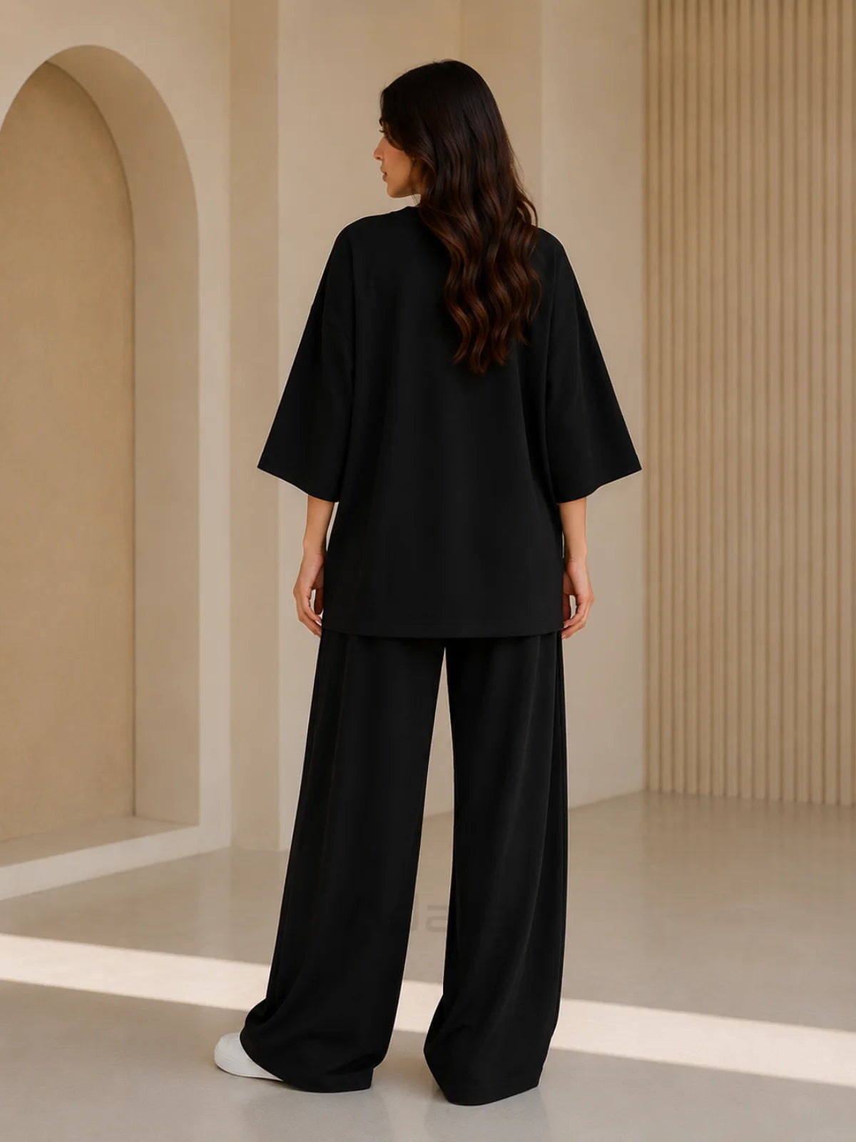 Born Genius Black Oversized Co-Ord Set for Women – Trendy Casual Western Wide Leg Matching Outfit