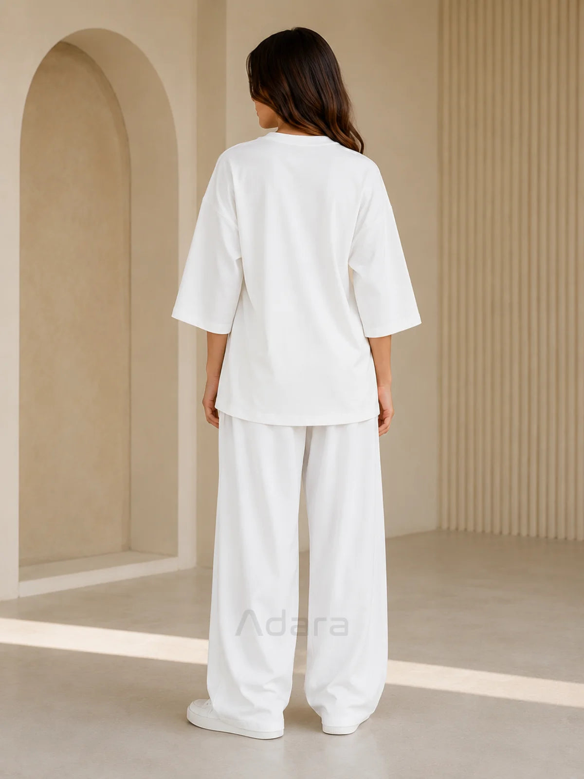 Born Genius White Oversized Co-Ord Set for Women – Trendy Casual Western Wide Leg Matching Outfit