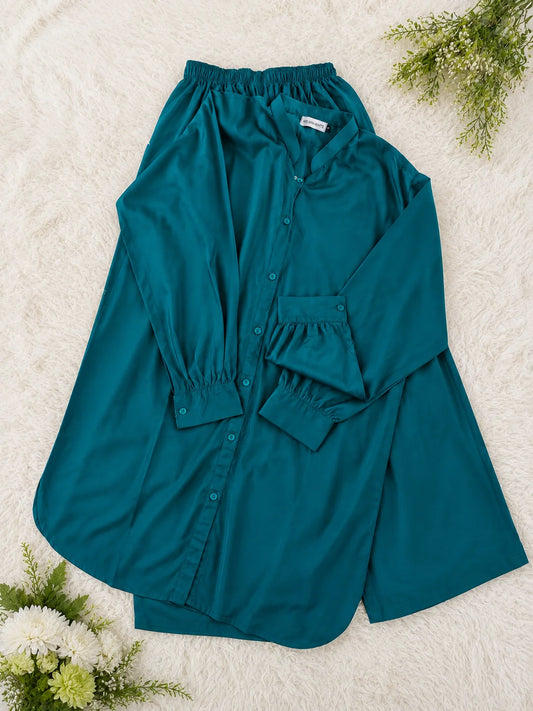 Teal Blue Plain Co-Ord Set