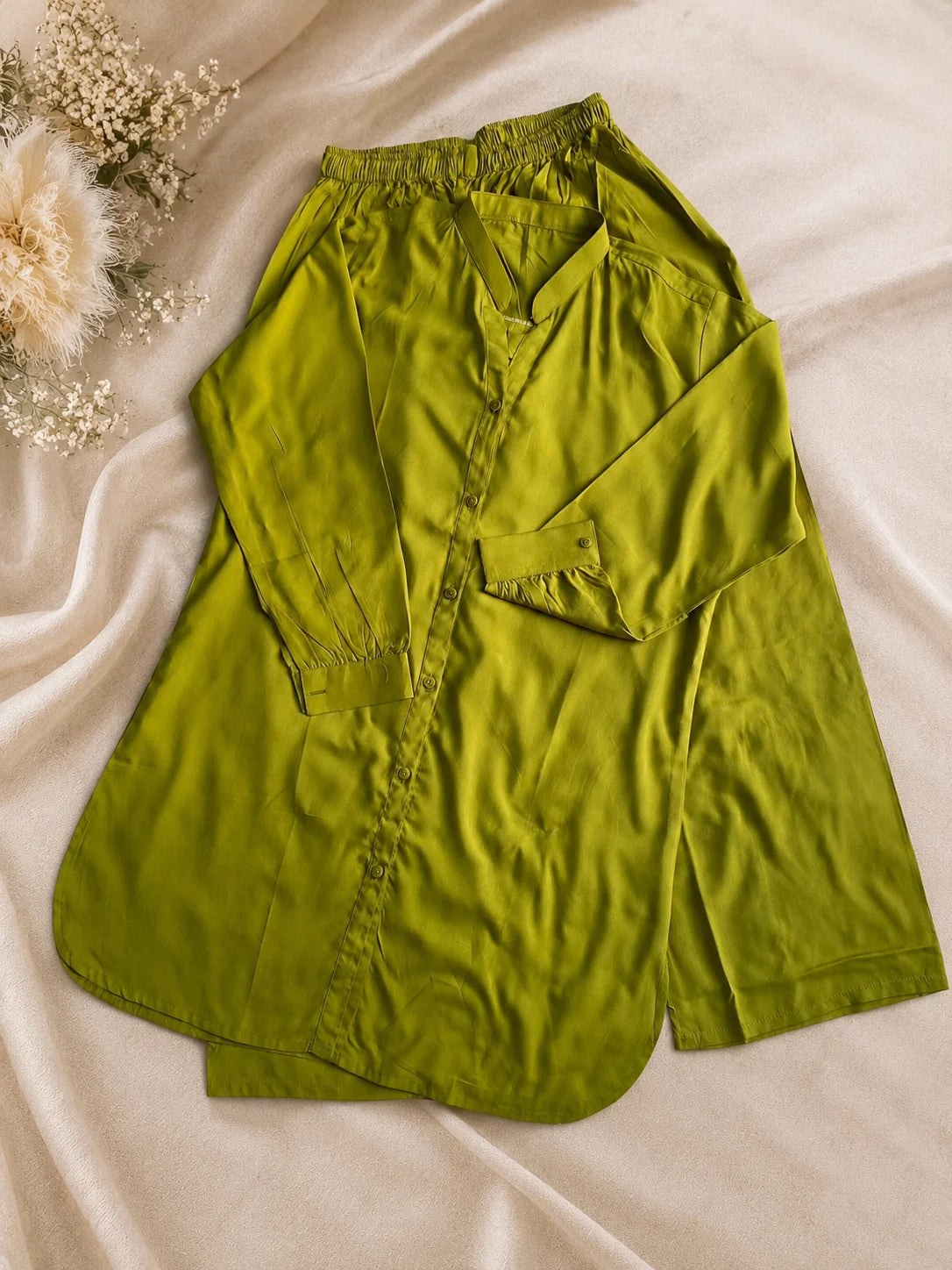 Olive Green Plain Co-Ord Set
