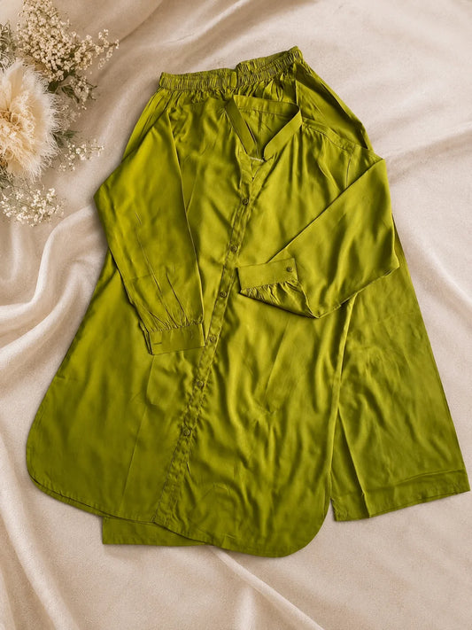 Olive Green Plain Co-Ord Set