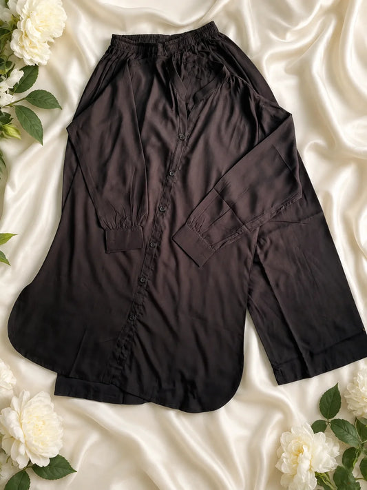 Charcoal Black Plain Co-Ord Set